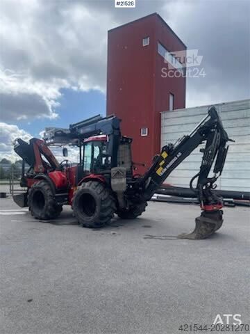 Kaivinkoneen varsi Huddig 1260C Backhoe w/ Palfinger crane, Lift, rototilt a