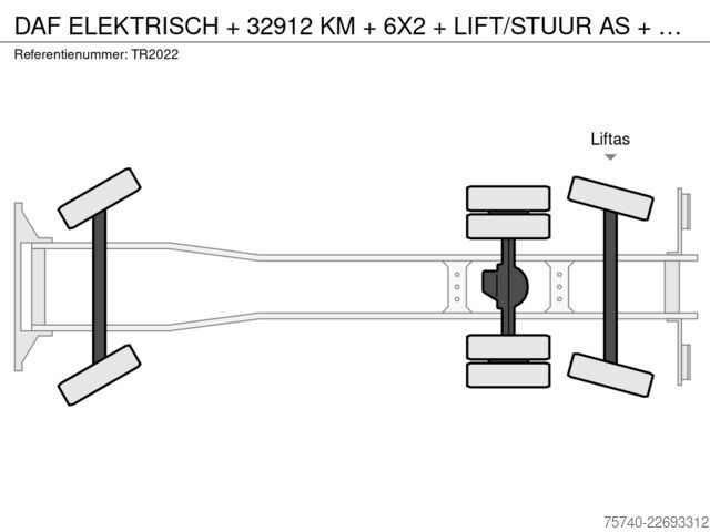 Kufr DAF ELEKTRISCH + 32912 KM + 6X2 + LIFT/STUUR AS + R...