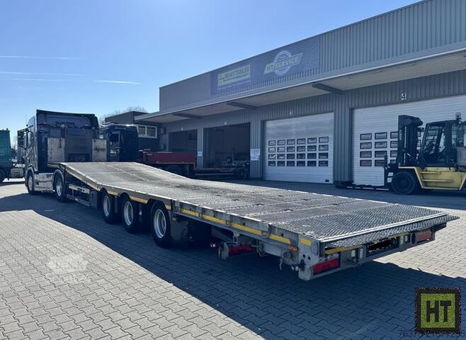 Tieflader-Sattelauflieger Meusburger 3-A-Semi-hydr.Ladebod.-abklappbares Heck