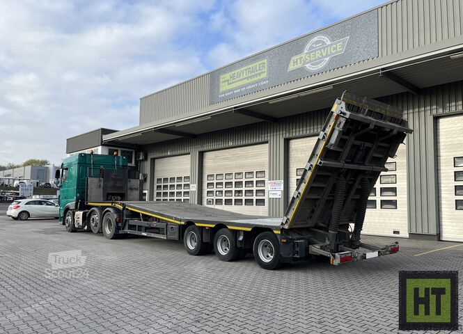 Tieflader-Sattelauflieger Meusburger 3-A-Semi-hydr.Ladebod.-abklappbares Heck