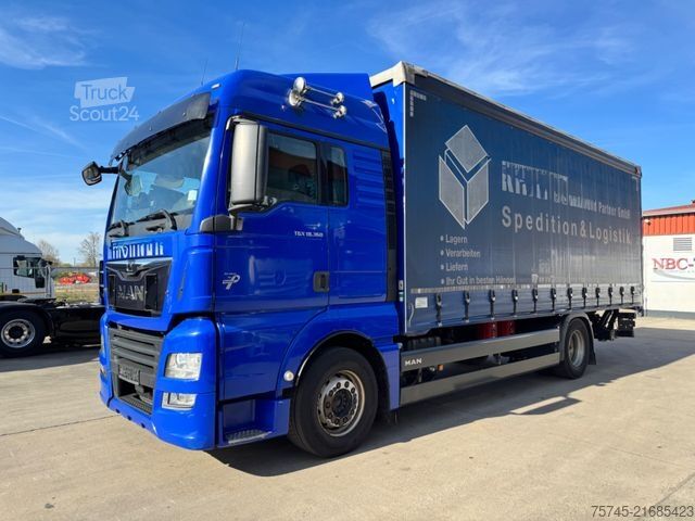 Camion plateau avec bâche MAN TGX 18.360 *  * RETARDER * AHK * 1. HAND *