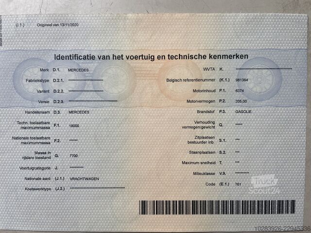 Haakarm vrachtwagen + Kraan Palfinger Mercedes-Benz Atego 1828
