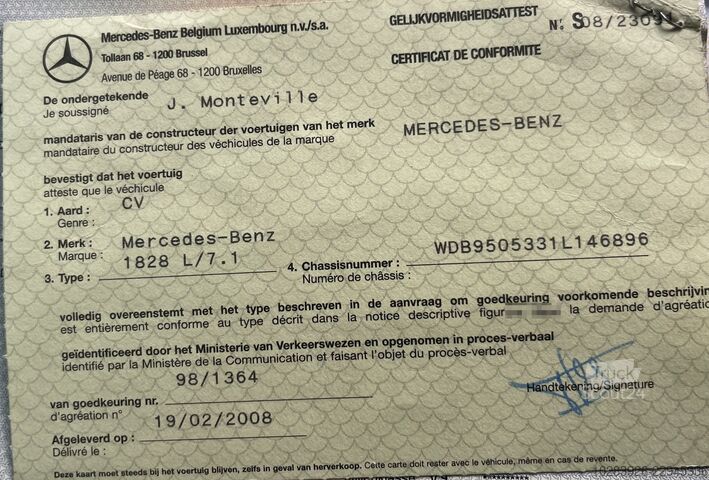 Haakarm vrachtwagen + Kraan Palfinger Mercedes-Benz Atego 1828