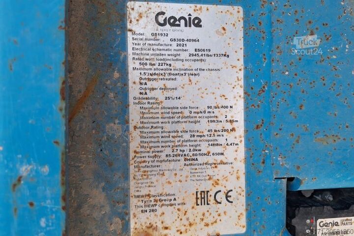 Schaarlift Genie GS1932 E-Drive Several In Stock, 8m Working Height