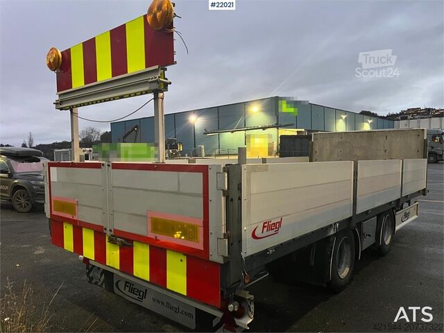 Plattformanhänger Fliegl Fahrzeugbau tps 200 2 axle flatbed trailer w/Folda