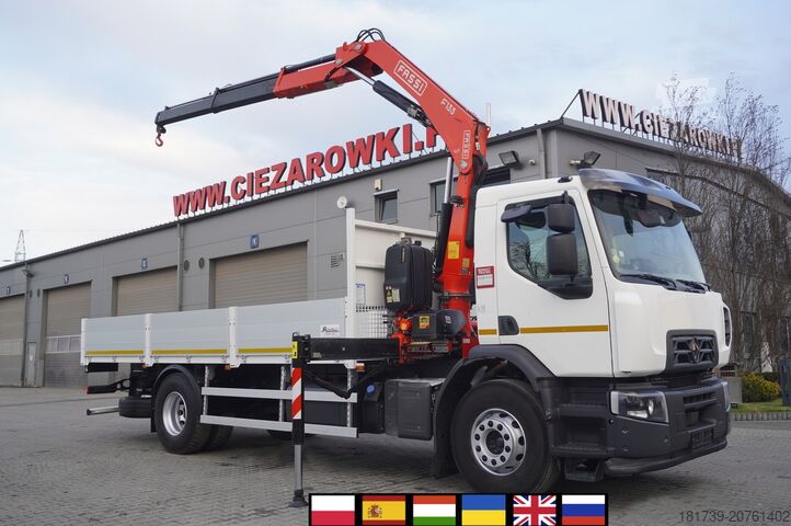 HDS ile geniş kenar Renault C320 P4x2 E6 / Fassi 5.6 t / Range 8 m /