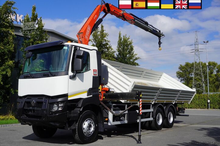 HDS vinçli 2 yönlü damperli kamyon Renault K380 6x4 / FASSI F175 crane 7.85 t