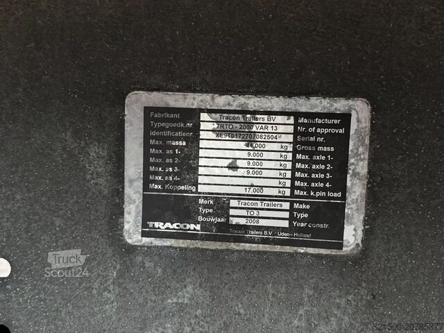 Bâches coulissantes Tracon Schuifzeil -Dak / BPW-Disc / HH-Vloer