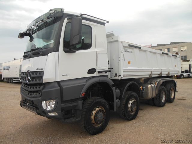 Τρίπλευρο ανατρεπόμενο φορτηγό MERCEDES-BENZ AROCS 4151, 8X6, MEILLER, BORDMATIC, AHK