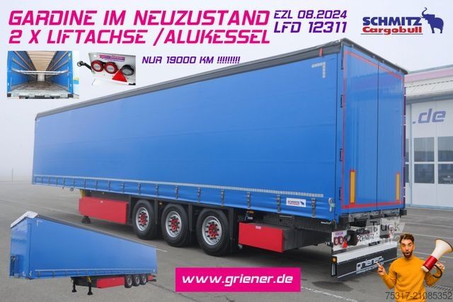 Open semitrailer with tarp SCHMITZ CARGOBULL SCS 24 / LASI 12642 XL /2 x LIFTACHSE /ALUKESSEL