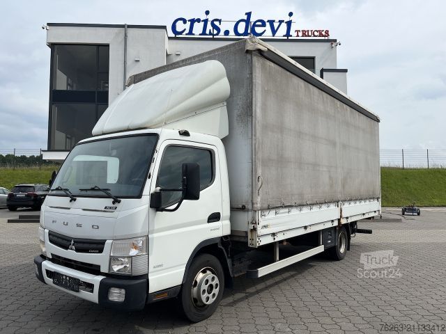 Transportador con plataforma y toldo FUSO Canter 7C18 4x2 Ladebordwand / Getriebeschaden