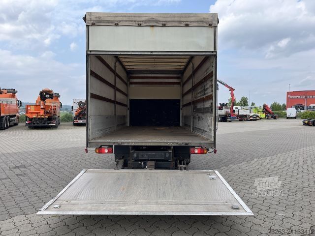 Transportador con plataforma y toldo FUSO Canter 7C18 4x2 Ladebordwand / Getriebeschaden