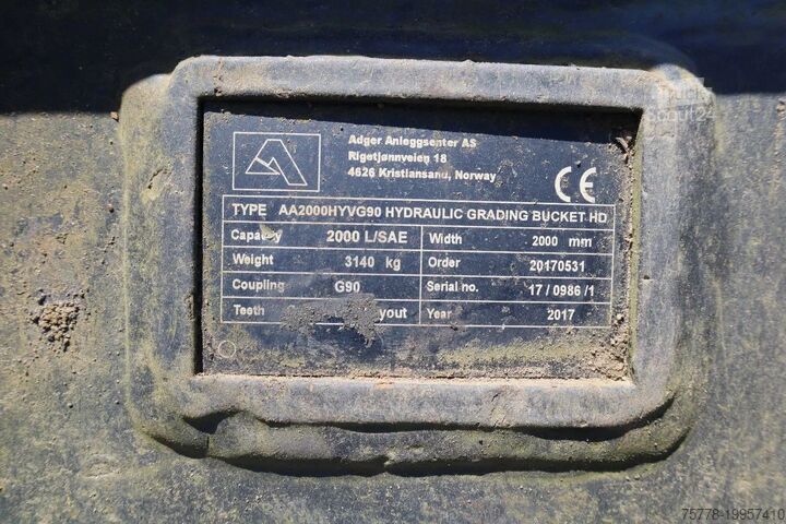Schaufel AGDER TILT BUCKET | GRADING BUCKET | S90 - G90 | 2000 L