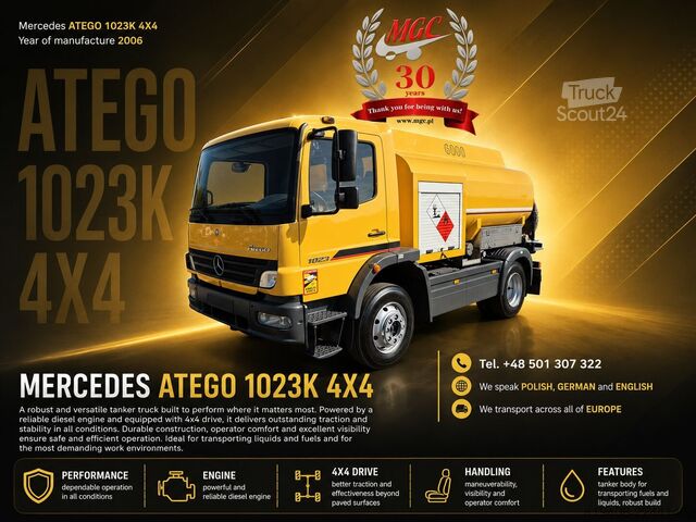 Camión cisterna Mercedes-Benz Atego 1023 4X4 / KOBIT / 6200L / SERVICED!