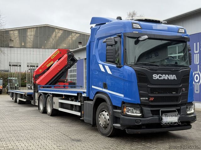 Autocarro con cassone fisso SCANIA R500 6x4 Pritsche mit Kran Palfinger PK53002 SH