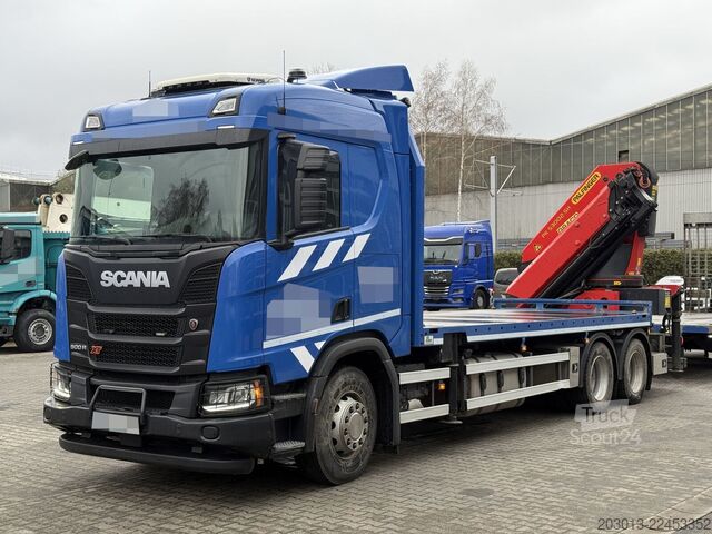 Autocarro con cassone fisso SCANIA R500 6x4 Pritsche mit Kran Palfinger PK53002 SH