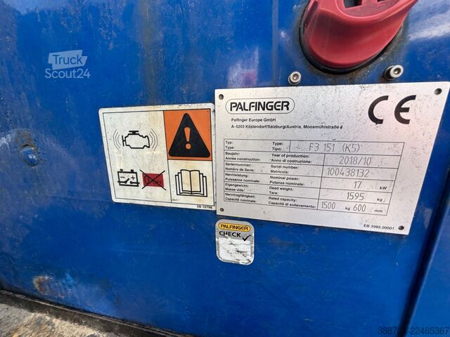 رافعة تلسكوبية PALFINGER F3 151 K5*Mitnahmestapler*Tragfähigkeit: 1500kg*