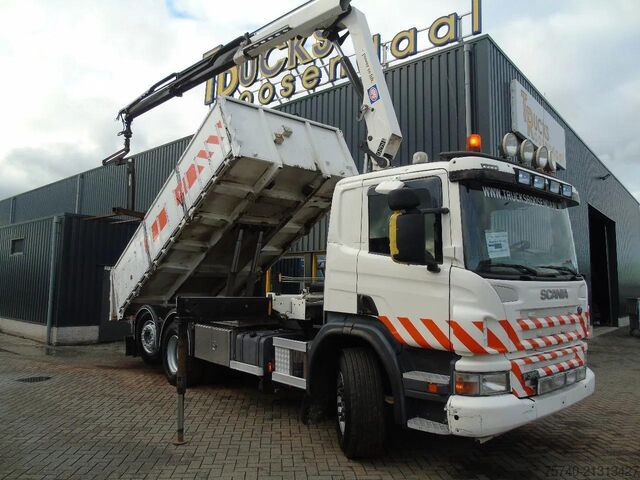 Tipper avec grue Scania P360 6X2 + HMF 1420 K2 + REMOTE + TIPPER + EURO 5