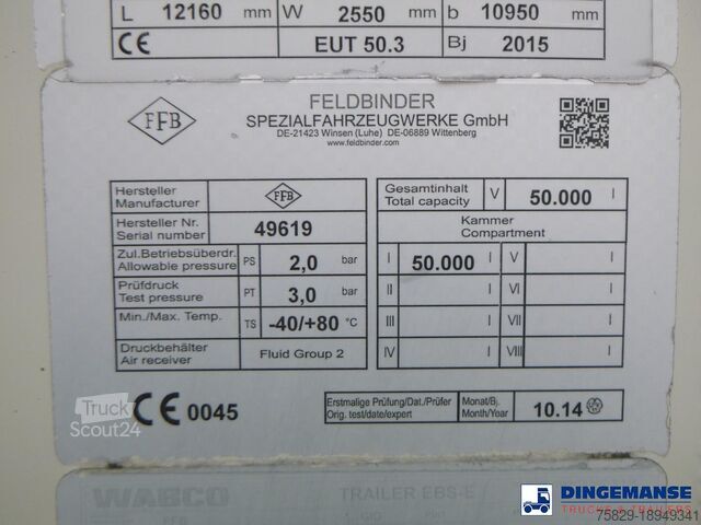Zbiornik Feldbinder Powder tank alu 50 m3 / 1 comp