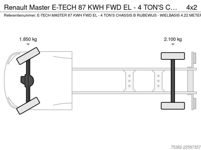 Șasiu cu cabină Renault Master E-TECH 87 KWH FWD EL - 4 TON'S CHASSIS /...