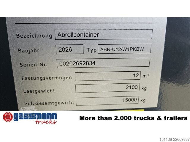 Afzetcontainer  Abrollcontainer ABPR ca. 12m³,  überfahrbare