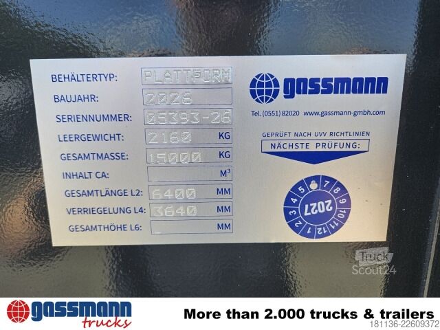 Abrollcontainer  Abrollplattform 6.000mm, mit abnehmbaren Rungen