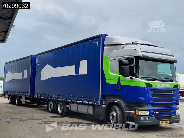 Scania R R410 6X2 NL-Combi Curtainsides Lift+steering axle Automatic Euro 6 Scania R410 R 6X2 NL-Combi Curtainsides Lift+steering ...