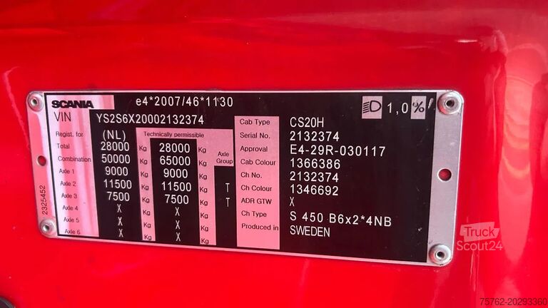 System med krogarm Scania S450 6x2*4 | 25 ton haakarm  | gestuurd | full ...