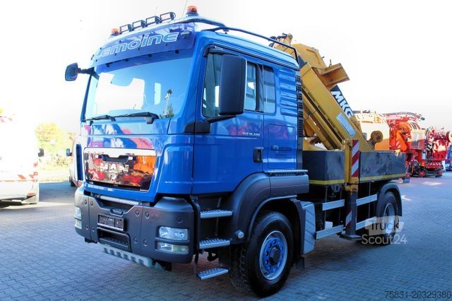 Lastbil med flak MAN TGS 18.480 4x4 BLS SZM+Pritsche MKG HLK 340 Kran