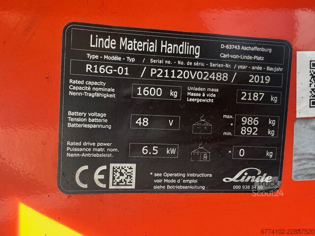 Carrelli retrattili Linde R16G--EK