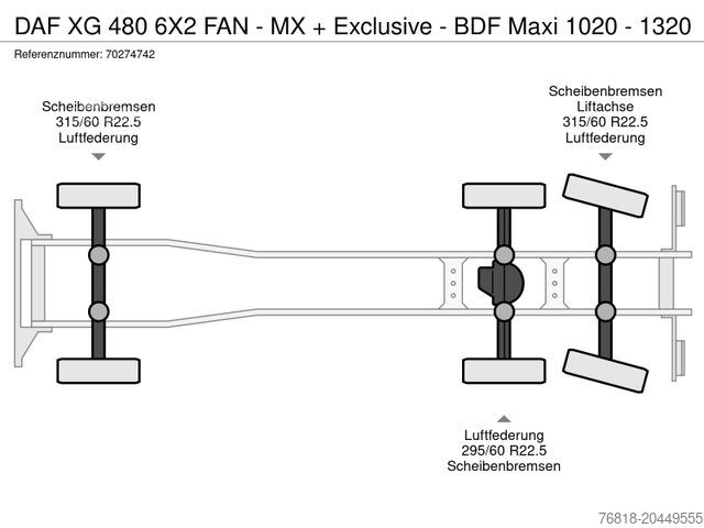 Samochód z wymienną zabudową DAF XG 480 6X2 FAN - MX + Exclusive - BDF Maxi 1020