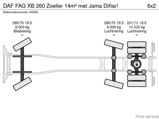 Veicolo per la raccolta dei rifiuti DAF FAG XB 260 Zoeller 14m³ met Jama Diftar!