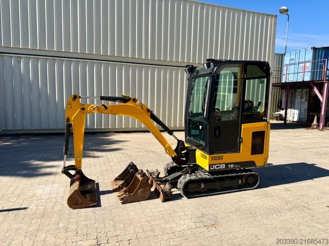 Mini-pelle JCB 16C-1 / 2021 BJ / 518 H/ 3 x Löffel