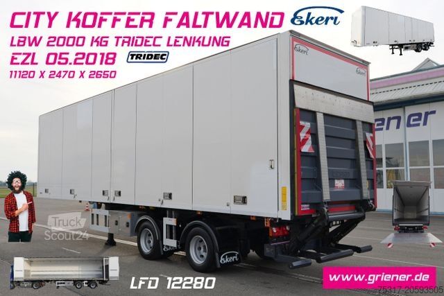 Semi-remorque fourgon EKERI FALTWANDKOFFER CITY 11m TRIDEC LBW 2000 kg