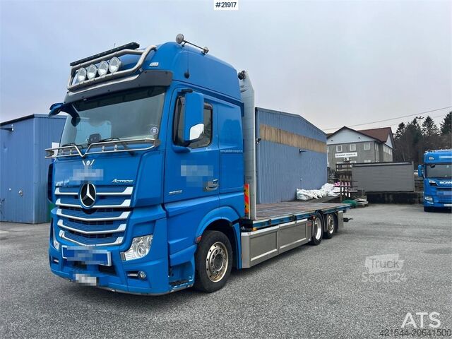 Platformas piekabe Mercedes-Benz Actros 6x2 flatbed truck w/ 2012 konar 2 axle flat