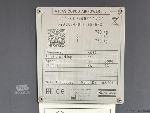 Compresseur Atlas Copco XAS 88 KD