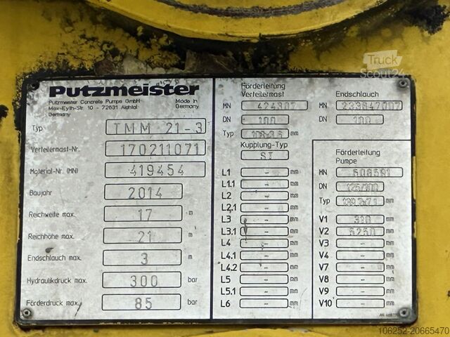 Mixer Mercedes-Benz ACTROS 3241 8x4 PUMI PM M 21-3 (21m) Putzmeiste...