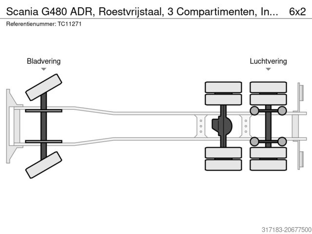 Siurbimo transporto priemonė Scania G480 ADR, Roestvrijstaal, 3 Compartimenten, Int...