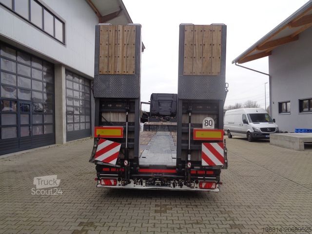 Low loader semitrailer FAYMONVILLE S43 Seilwinde hydr. Plateau Lenkachse 49,5 To