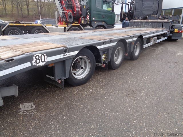 Low loader semitrailer FAYMONVILLE S43 Seilwinde hydr. Plateau Lenkachse 49,5 To