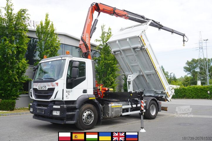 üç taraflı damper Iveco STRALIS 330 E6 / FASSI 195A 8.5 T