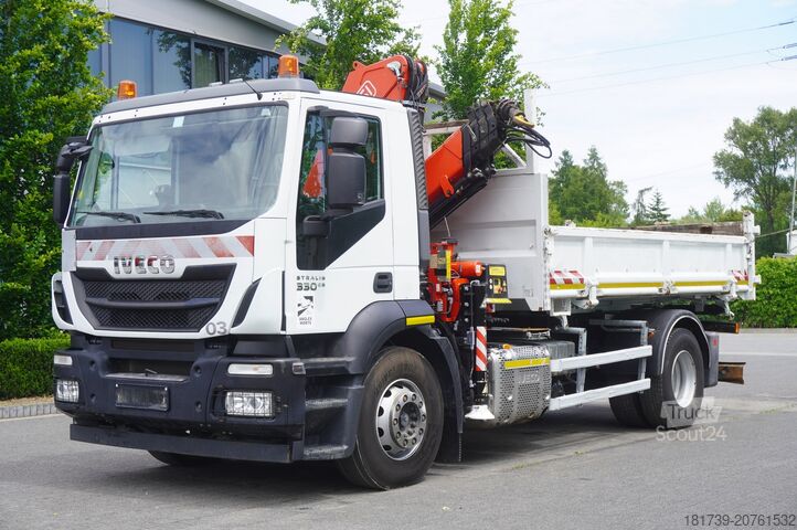 üç taraflı damper Iveco STRALIS 330 E6 / FASSI 195A 8.5 T