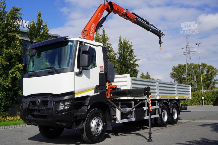 HDS vinçli 2 yönlü damperli kamyon Renault K380 6x4 / FASSI F175 crane 7.85 t