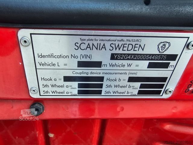 Camion cu platformă și prelată SCANIA G410 Volumen, Edscha, Hubdach+Tandemhänger