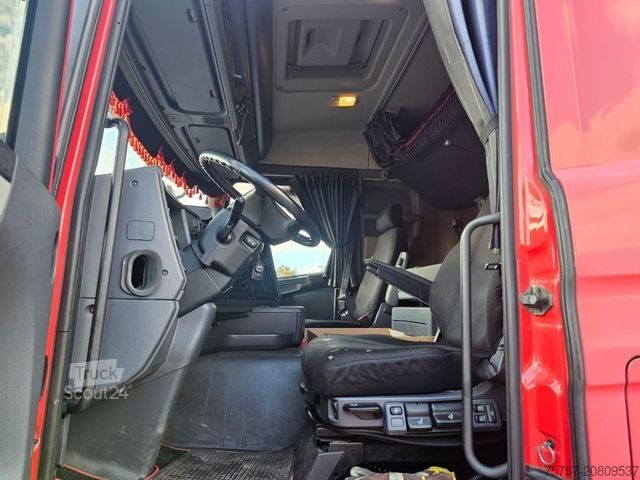 Camion cu platformă și prelată SCANIA G410 Volumen, Edscha, Hubdach+Tandemhänger