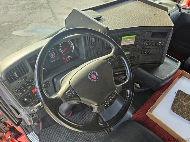 Camion cu platformă și prelată SCANIA G410 Volumen, Edscha, Hubdach+Tandemhänger