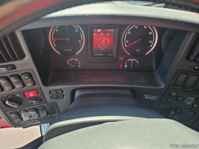 Camion cu platformă și prelată SCANIA G410 Volumen, Edscha, Hubdach+Tandemhänger