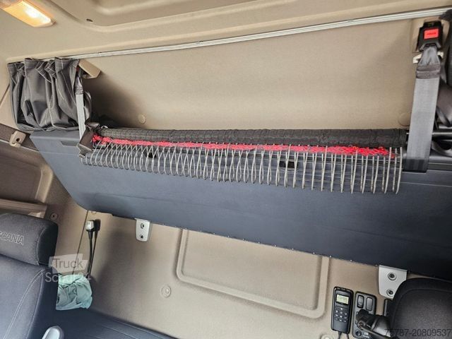 Camion cu platformă și prelată SCANIA G410 Volumen, Edscha, Hubdach+Tandemhänger