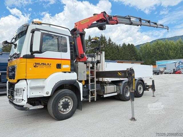 Platós teherautó MAN TGS 28.500 6X4/4 Wechselsystem LKW/SZM Kran Top