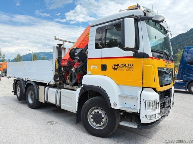 Platós teherautó MAN TGS 28.500 6X4/4 Wechselsystem LKW/SZM Kran Top